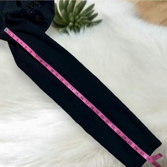 TALBOTS FLAWLESS LIMITED EDITION HIGH MID RISE SLIM ANKLE BLACK SEQUINED JEANS 4 - Picture 11 of 13